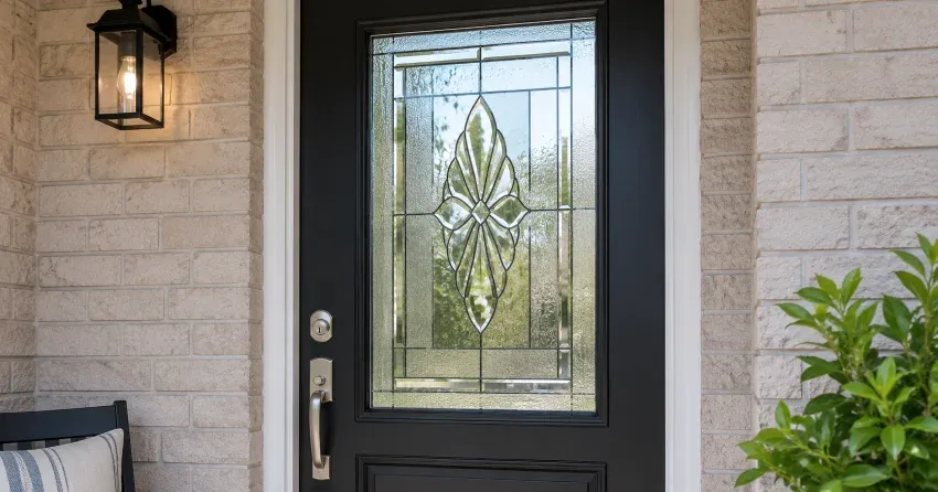 technician replacing a cracked decorative glass panel in Fulton, Smithville