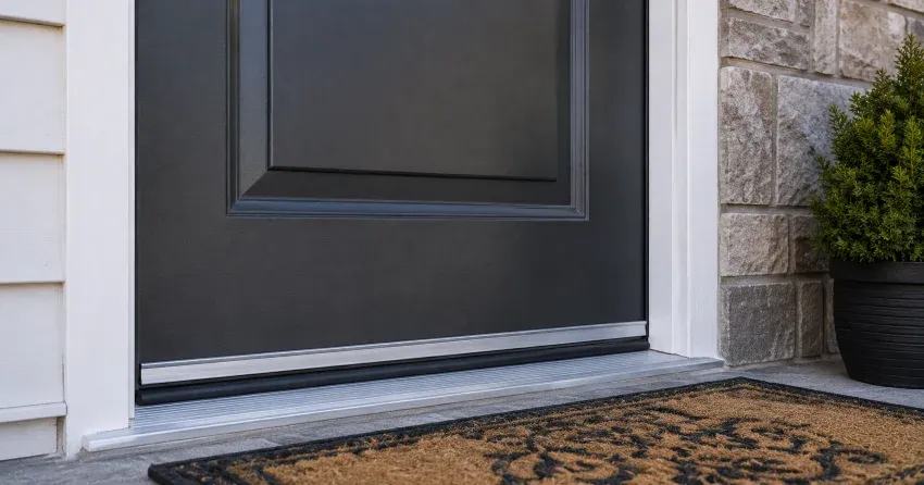technician replacing worn door weatherstripping in Caistor Centre, Smithville home