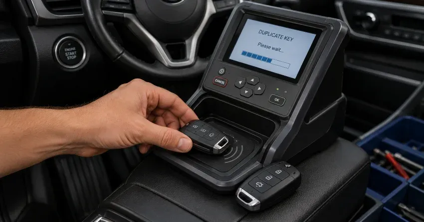 technician cloning a transponder chip key in Brookside Area, Smithville