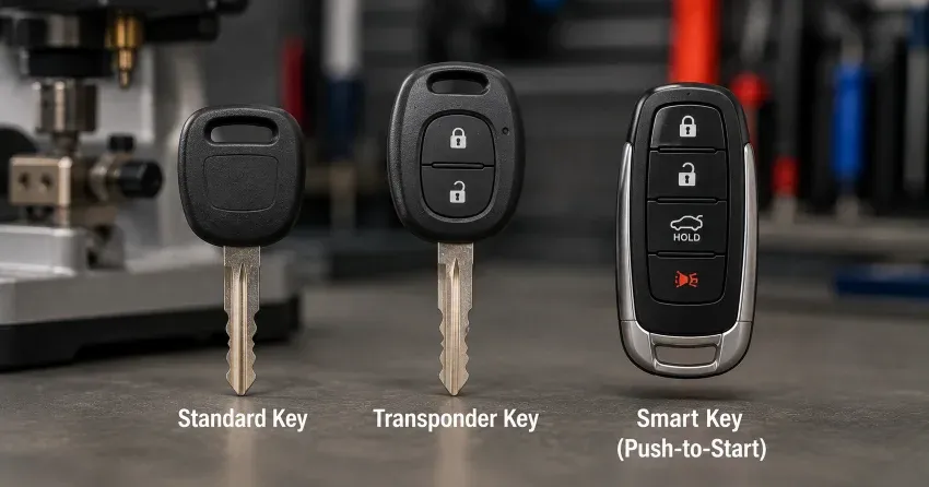 technician cutting a transponder ignition key in Brookside Area, Smithville