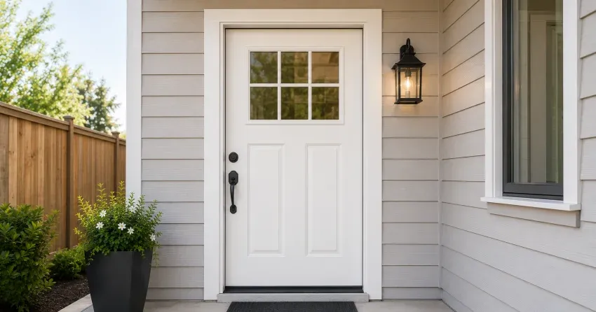 technician installing exterior door frame in Brookside Area, Smithville