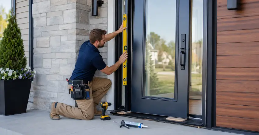 glass outside door installation with energy-efficient double-pane glazing in Smithville