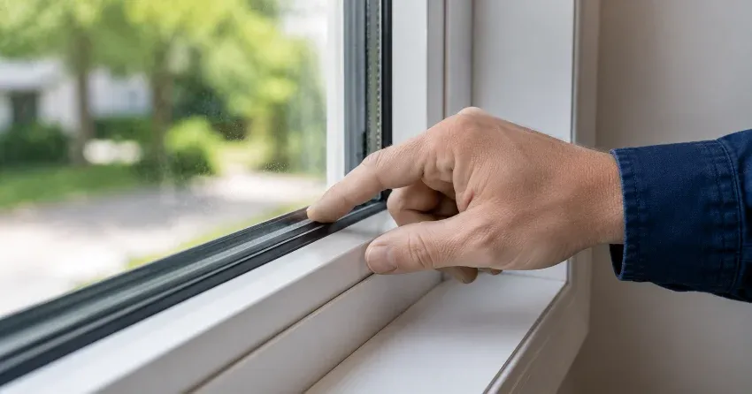 technician inspecting window glass seal in Brookside Area, Smithville