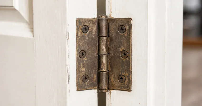 technician adjusting a sagging door hinge in Fulton, Smithville