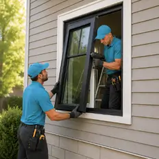 Completed exterior door and window work